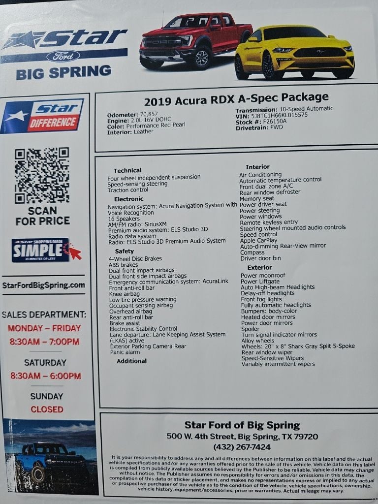2019 Acura RDX A-Spec Package